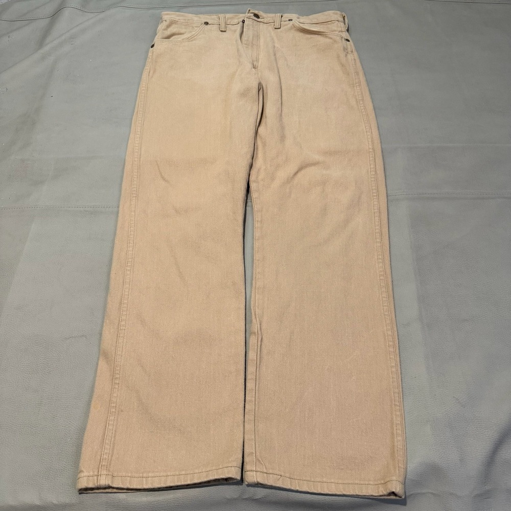 True VTG 80s Wrangler 13MWZTN Tan Cowboy Cut Jean Men 38x32 USA Made Scovill7697